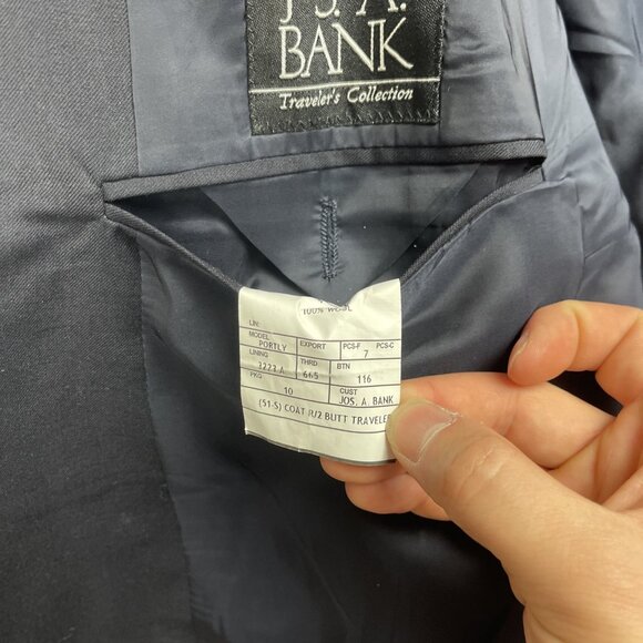 Jos. A. Bank Butt Traveler Mens 50R Dark Blue Wool Blazer Sport Coat Jacket Read - Picture 16 of 16